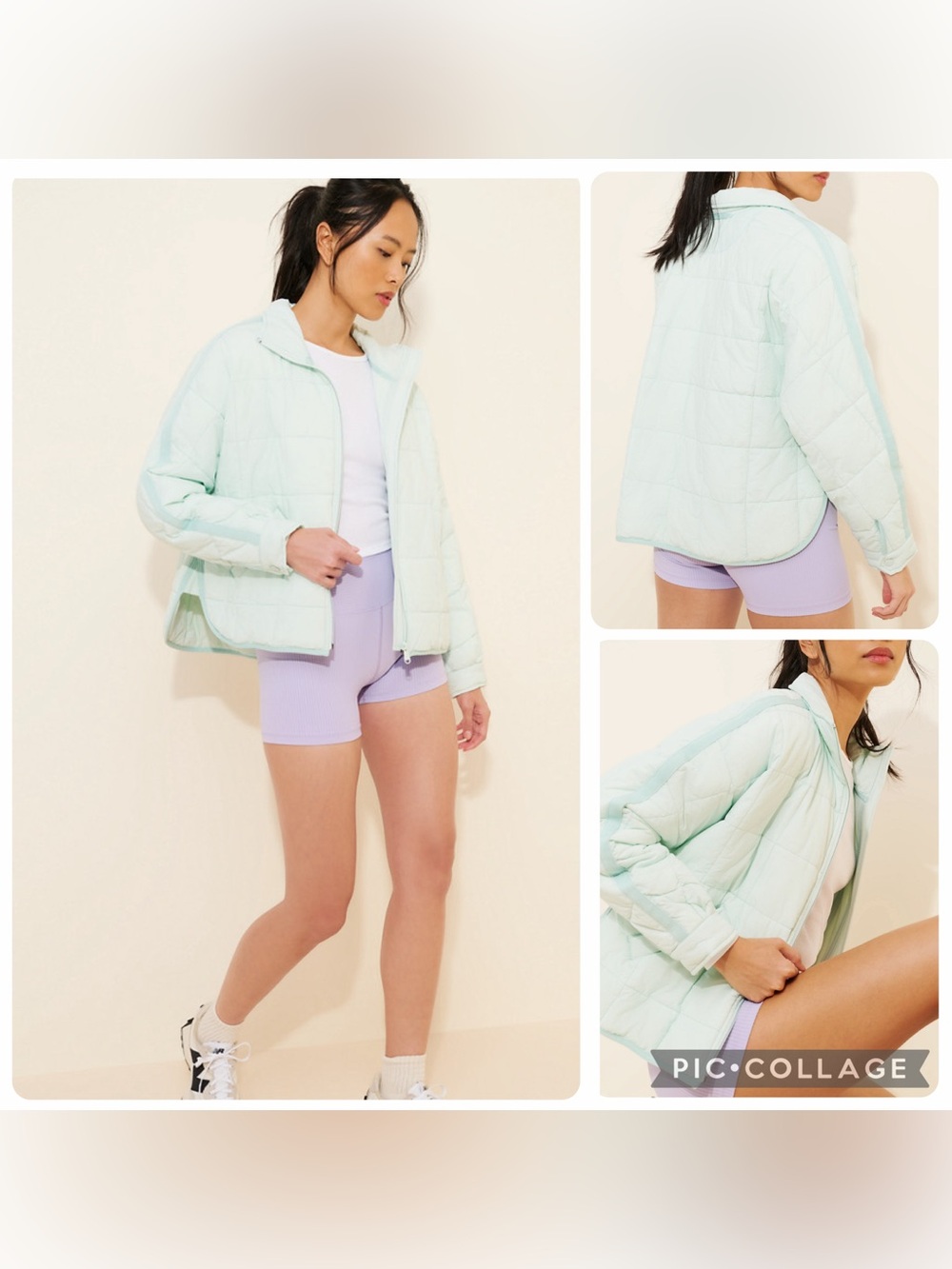 XS free people movement pippa packable puffer jacket Mint blue green Quilted - Picture 13 of 15